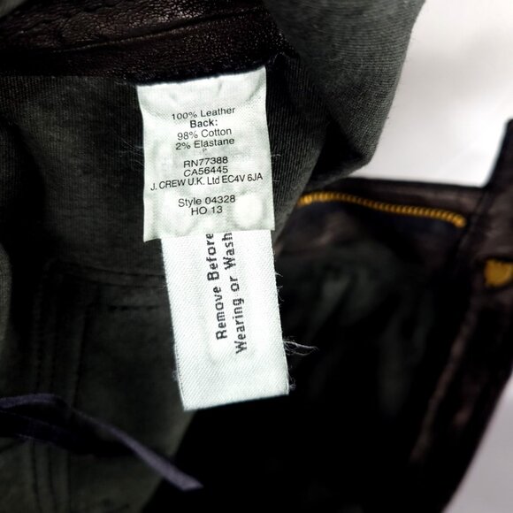 J.Crew Collection Genuine Leather Moto Pants Black Size 8 HO13 Style 04328 - Picture 11 of 13